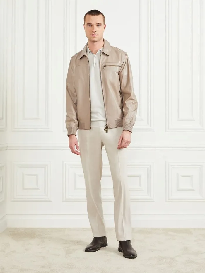 Jackets and Coats Leather Flight Jacket Pasadena Stone 8211 GUESS Men Jackets and Coats Leather Flight Jacket Pasadena Stone 8211 GUESS Men