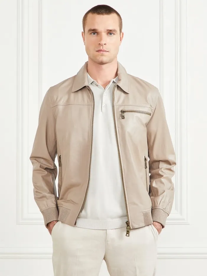 Jackets and Coats Leather Flight Jacket Pasadena Stone 8211 GUESS Men Jackets and Coats Leather Flight Jacket Pasadena Stone 8211 GUESS Men