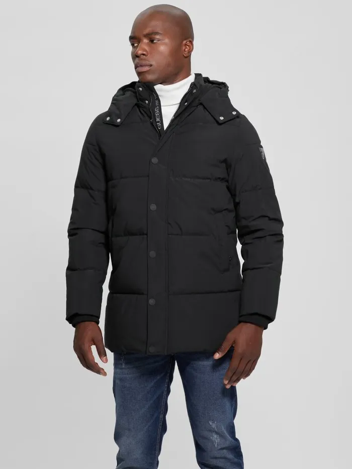 Jackets and Coats Men GUESS Midlength Puffer Jacket Black Jackets and Coats Men GUESS Midlength Puffer Jacket Black