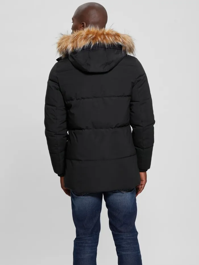 Jackets and Coats Men GUESS Midlength Puffer Jacket Black Jackets and Coats Men GUESS Midlength Puffer Jacket Black