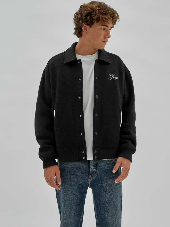 Jackets and Coats Men GUESS Originals WoolBlend Varsity Jacket Black GUESS