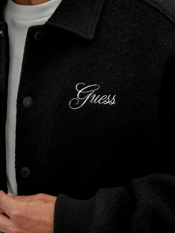 Jackets and Coats Men GUESS Originals WoolBlend Varsity Jacket Black GUESS