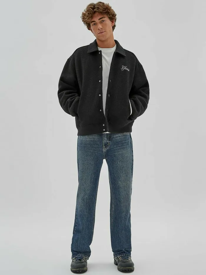 Jackets and Coats Men GUESS Originals WoolBlend Varsity Jacket Black GUESS
