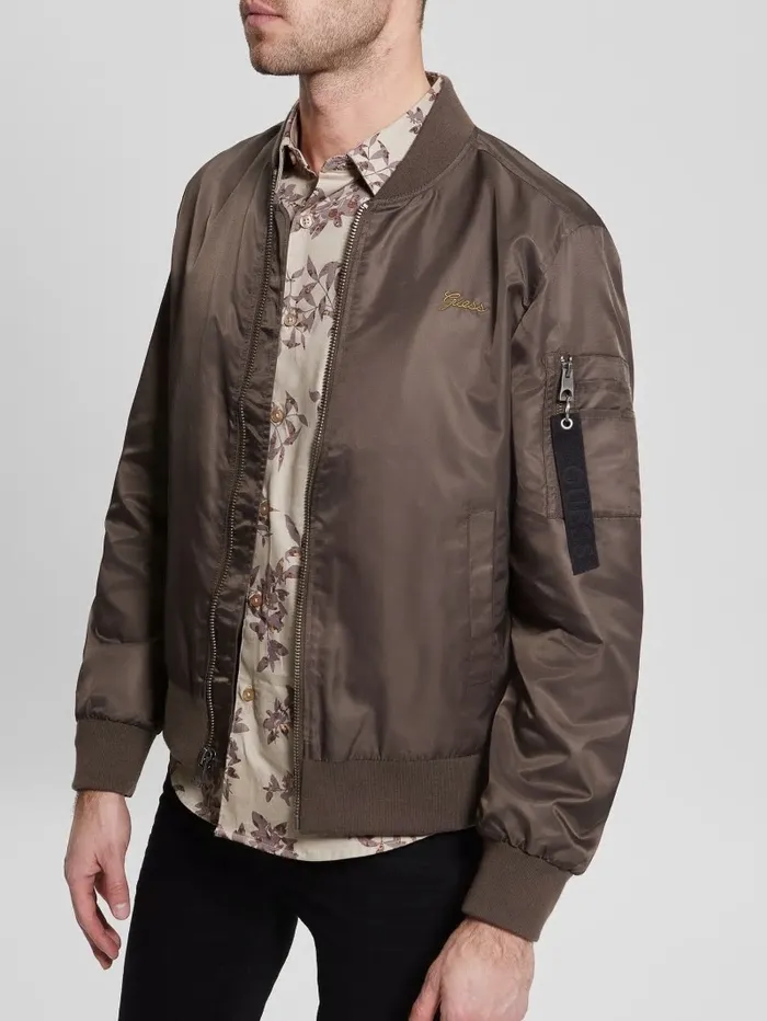 Jackets and Coats Nylon Flight Jacket Carob Chocolate 8211 GUESS Men