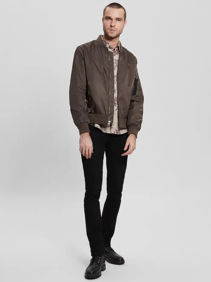 Jackets and Coats Nylon Flight Jacket Carob Chocolate 8211 GUESS Men Jackets and Coats Nylon Flight Jacket Carob Chocolate 8211 GUESS Men