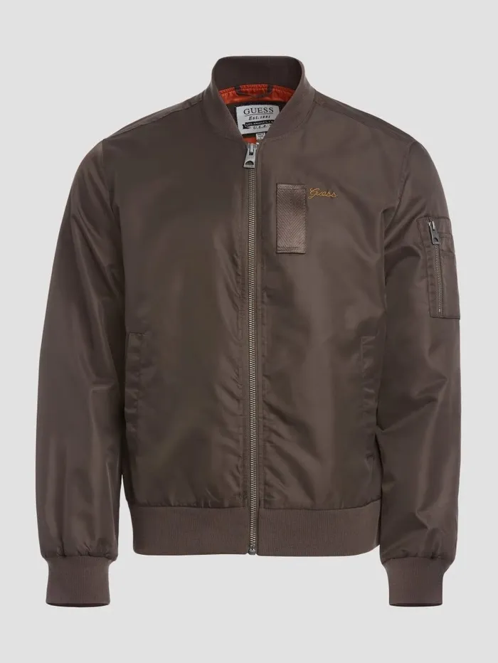 Jackets and Coats Nylon Flight Jacket Carob Chocolate 8211 GUESS Men Jackets and Coats Nylon Flight Jacket Carob Chocolate 8211 GUESS Men
