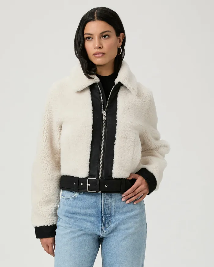 Jackets and Coats Rhone Jacket 8211 EcruBlack Suede PAIGE Women