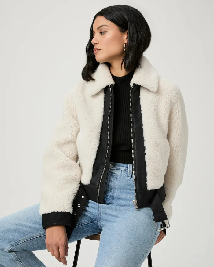 Jackets and Coats Rhone Jacket 8211 EcruBlack Suede PAIGE Women Jackets and Coats Rhone Jacket 8211 EcruBlack Suede PAIGE Women