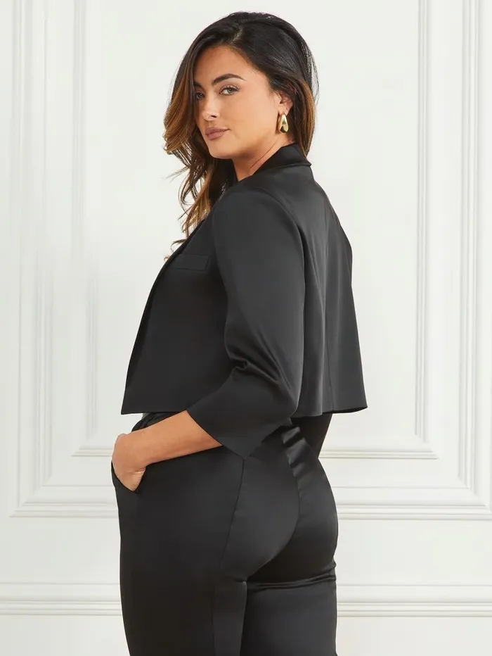 Jackets and Coats Roxanne Satin Blazer Black 8211 GUESS Women Jackets and Coats Roxanne Satin Blazer Black 8211 GUESS Women