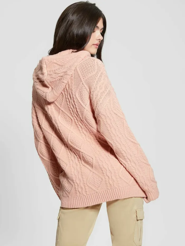 Jackets and Coats Women GUESS Chiba FullZip Sweater Smooth Pink Jackets and Coats Women GUESS Chiba FullZip Sweater Smooth Pink