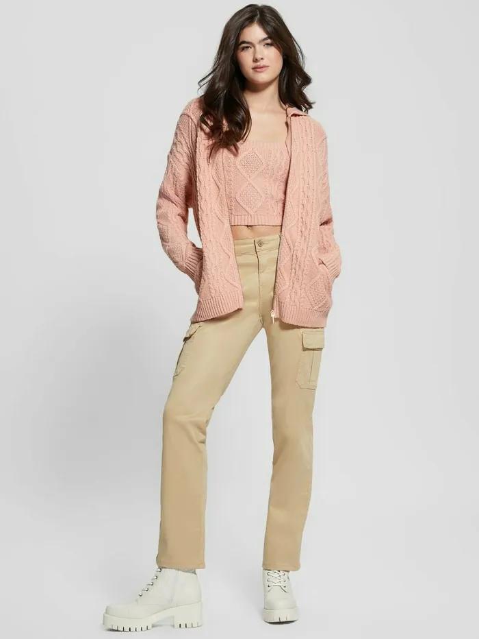Jackets and Coats Women GUESS Chiba FullZip Sweater Smooth Pink Jackets and Coats Women GUESS Chiba FullZip Sweater Smooth Pink