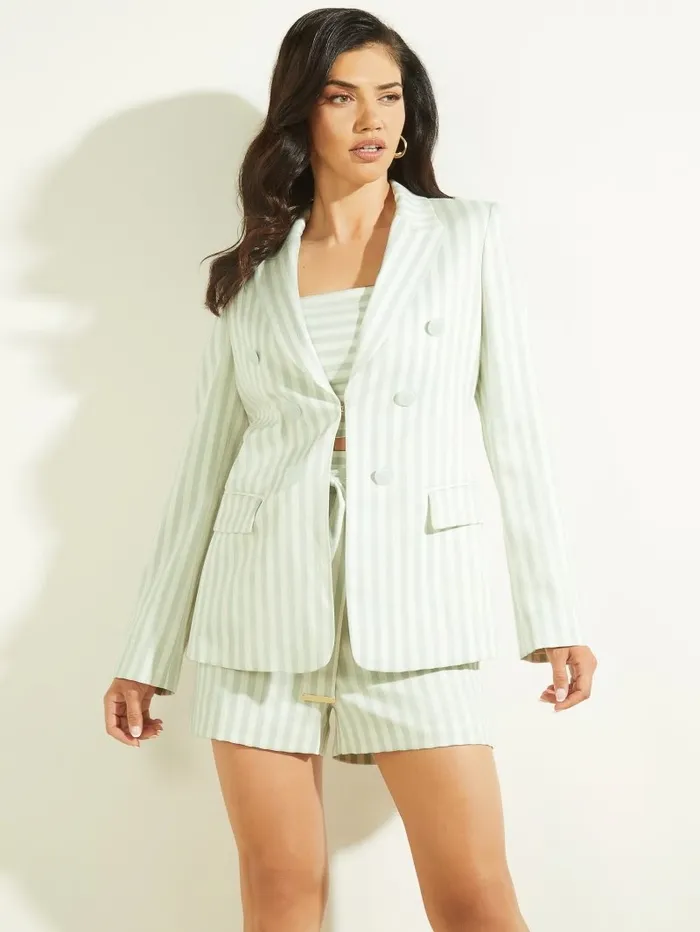Jackets and Coats Women GUESS Martina Striped Blazer Peaceful Sky Stripes Jackets and Coats Women GUESS Martina Striped Blazer Peaceful Sky Stripes