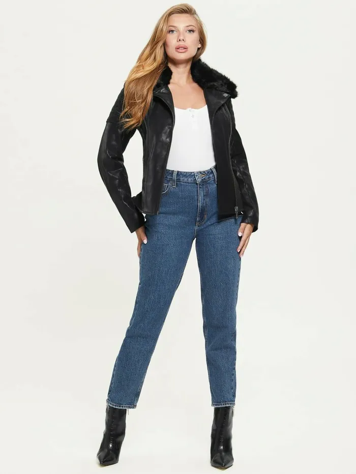 Jackets and Coats Women GUESS Olivia Moto Jacket Black