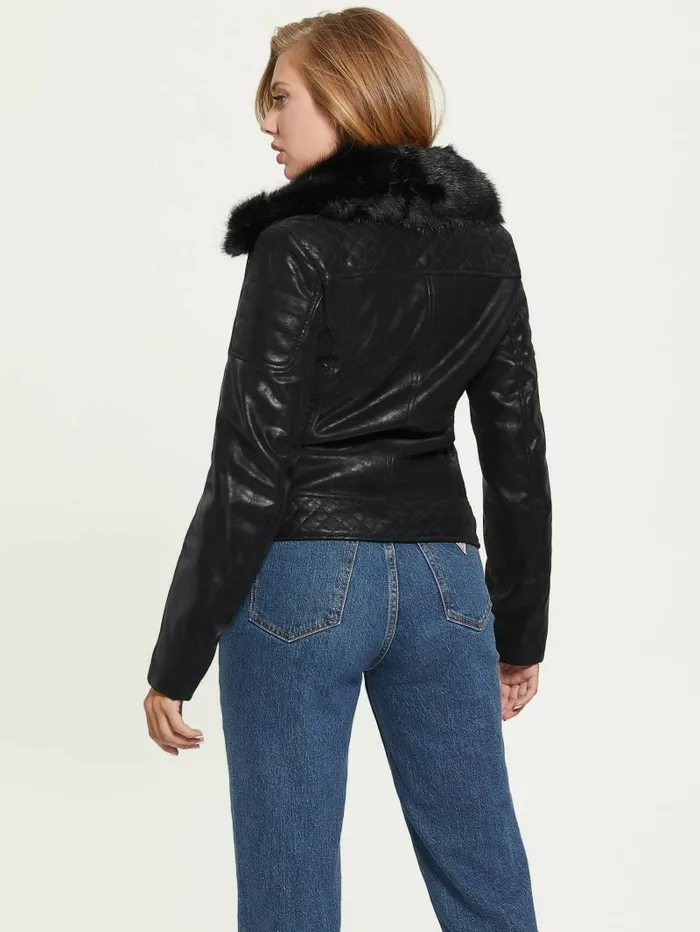 Jackets and Coats Women GUESS Olivia Moto Jacket Black