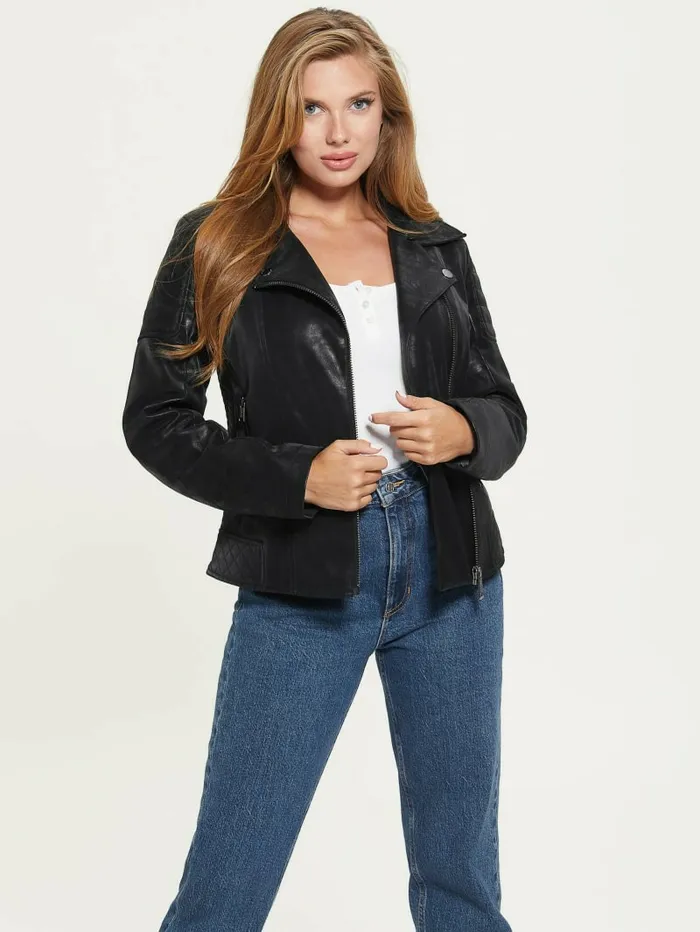Jackets and Coats Women GUESS Olivia Moto Jacket Black
