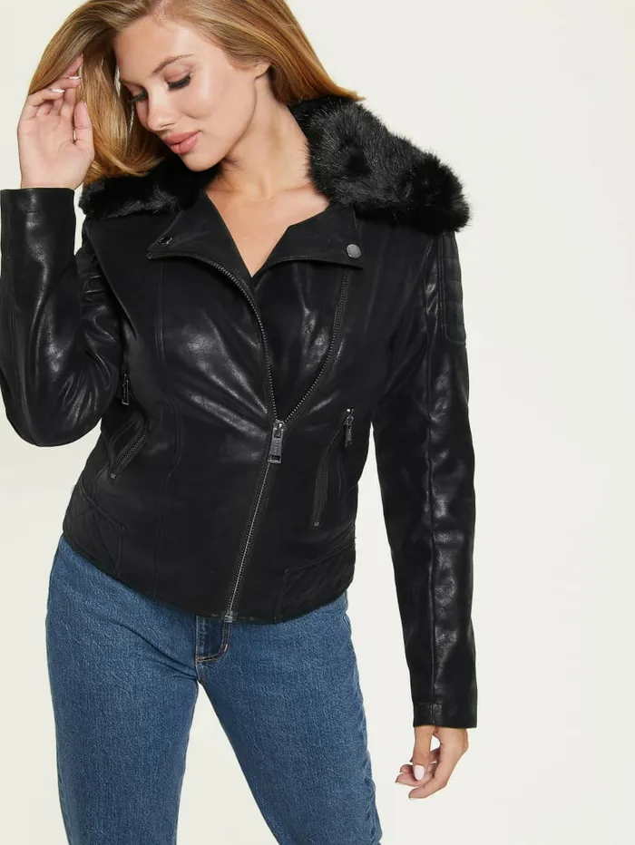 Jackets and Coats Women GUESS Olivia Moto Jacket Black