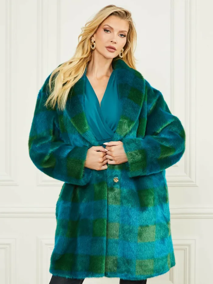 Jackets and Coats Women GUESS Rochelle Coat Green And Bermuda Blue Bi