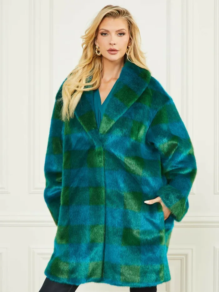 Jackets and Coats Women GUESS Rochelle Coat Green And Bermuda Blue Bi Jackets and Coats Women GUESS Rochelle Coat Green And Bermuda Blue Bi