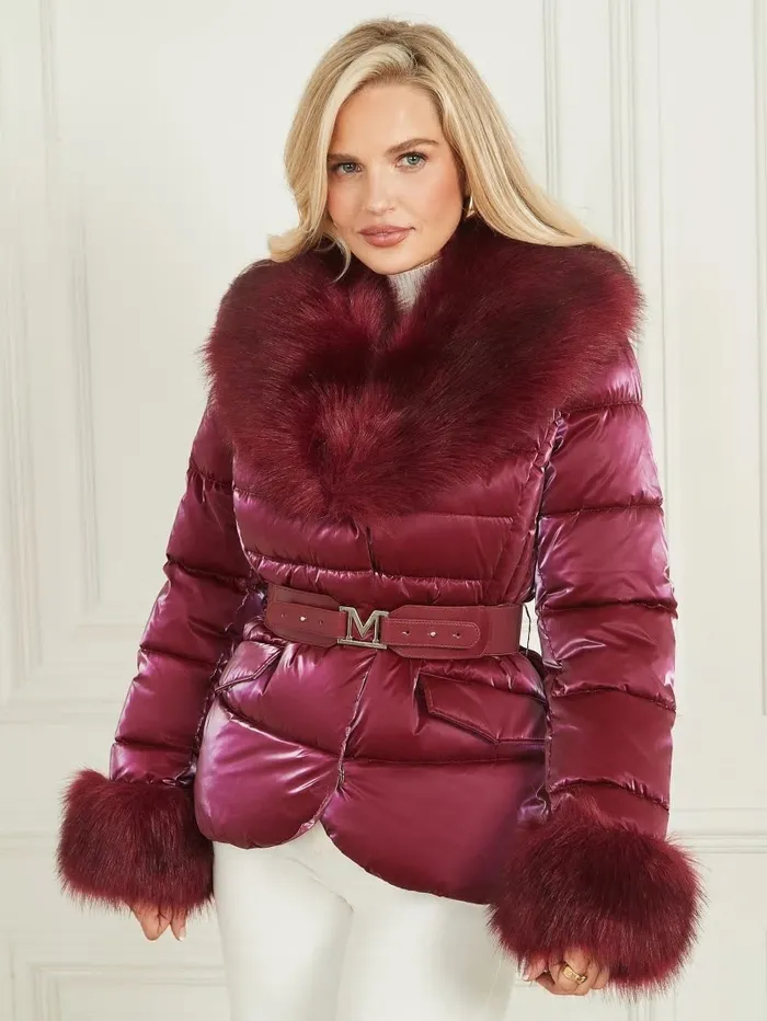 Jackets and Coats Women Nausicaa Puffer Jacket Purple Petal Multi GUESS