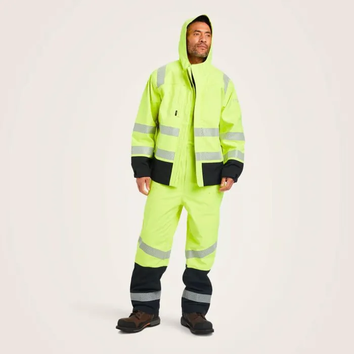 Jackets and Vests Men Ariat FR HiVis Hooded Waterproof Jacket Hivis Yellow Jackets and Vests Men Ariat FR HiVis Hooded Waterproof Jacket Hivis Yellow