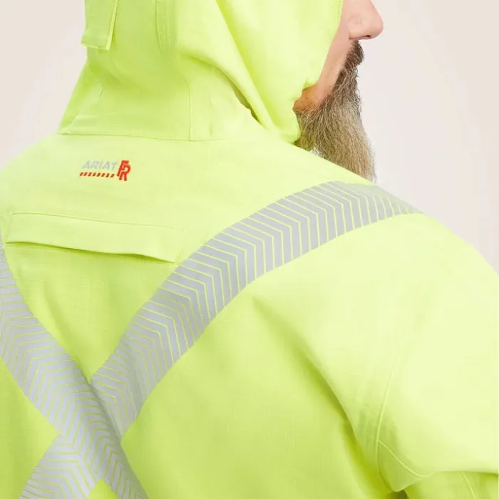 Jackets and Vests Men Ariat FR HiVis Hooded Waterproof Jacket Hivis Yellow Jackets and Vests Men Ariat FR HiVis Hooded Waterproof Jacket Hivis Yellow