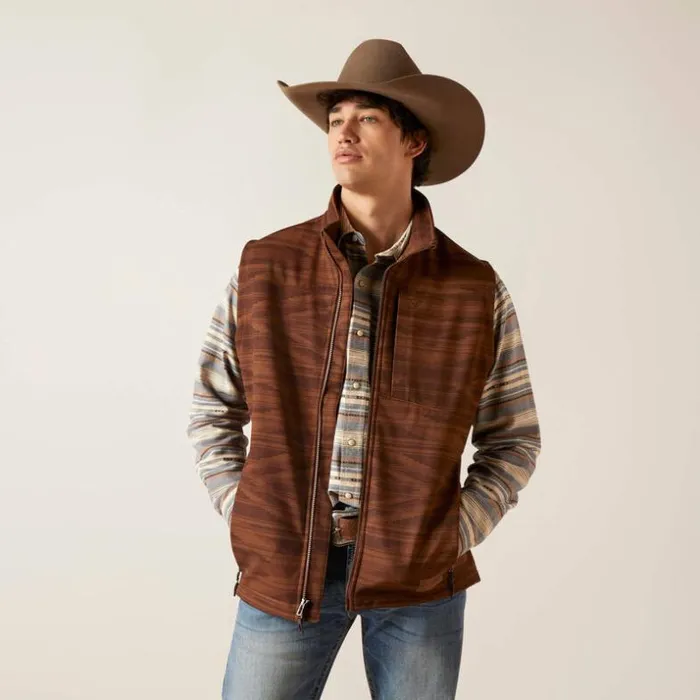 Jackets and Vests Men Ariat Logo 20 Chimayo Vest Shaved Chocolate