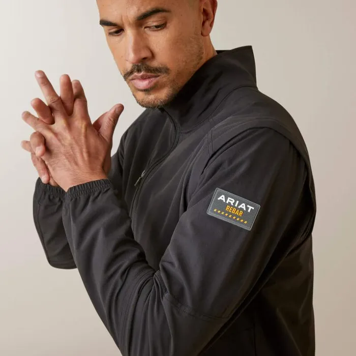 Jackets and Vests Men Ariat Rebar Weatherproof Convertible Jacket Black