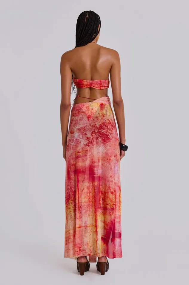 Jaded London Beach CoOrds Women Cantha Asymmetric Cut Out Maxi Dress In Sunset Pink