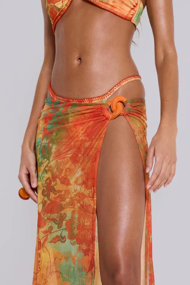 Jaded London Bikini Bottoms Women Mari Whipstitch Bikini Bottoms With Rattan Trim Multi