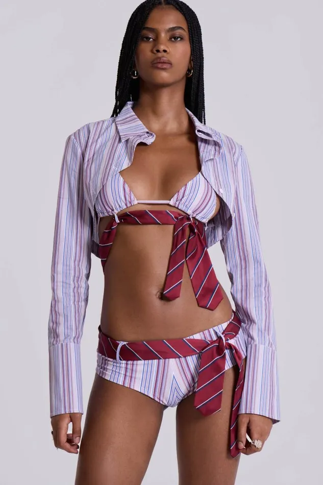 Jaded London Bikini Tops Women Suit and Tie Triangle Bikini Top Purple