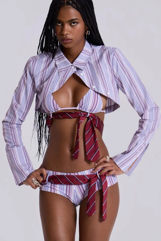 Jaded London Bikini Tops Women Suit and Tie Triangle Bikini Top Purple