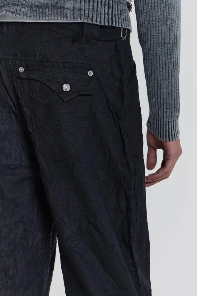 Jaded London Cargo Pants Men Black Creased Pants Black