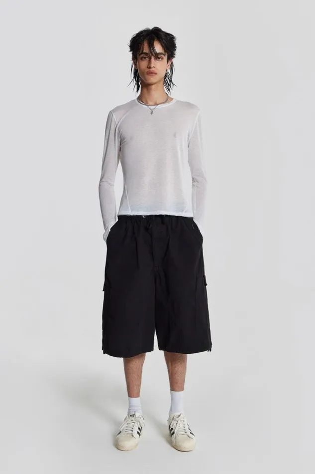 Jaded London Cargo Pants Men Black Parachute Cargo Shorts Black