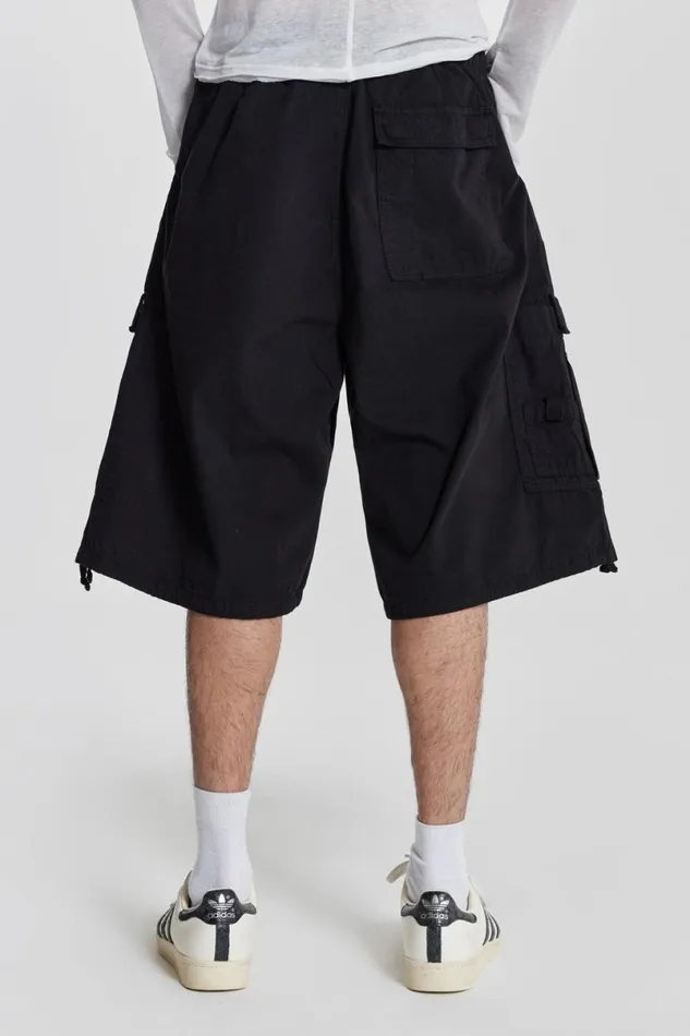 Jaded London Cargo Pants Men Black Parachute Cargo Shorts Black