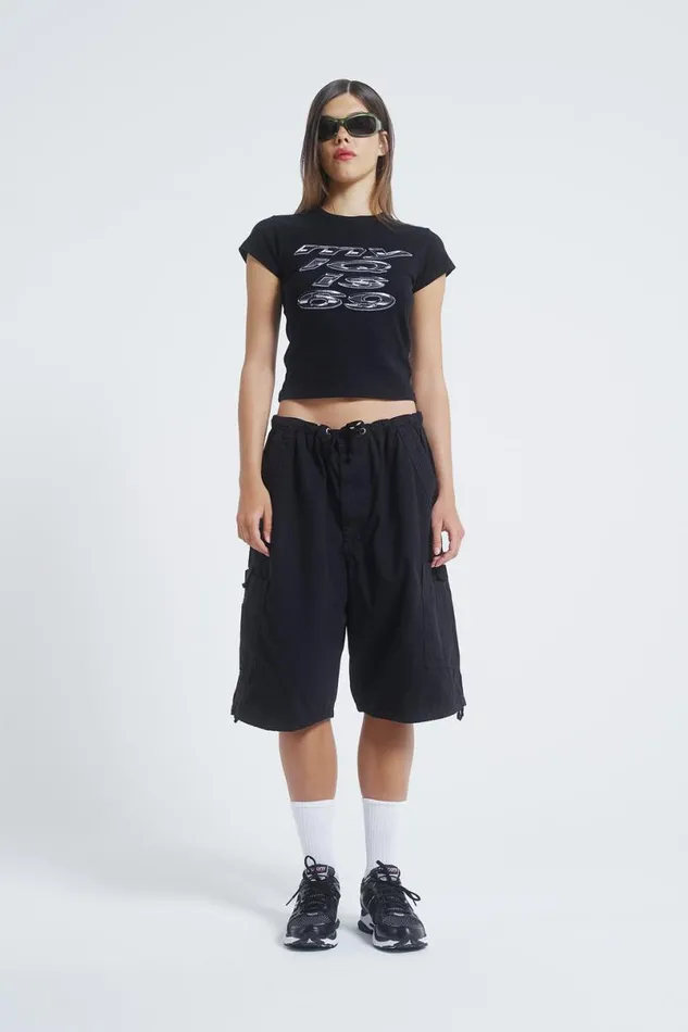 Jaded London Cargo Pants Men Black Parachute Cargo Shorts Black