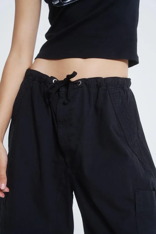 Jaded London Cargo Pants Men Black Parachute Cargo Shorts Black
