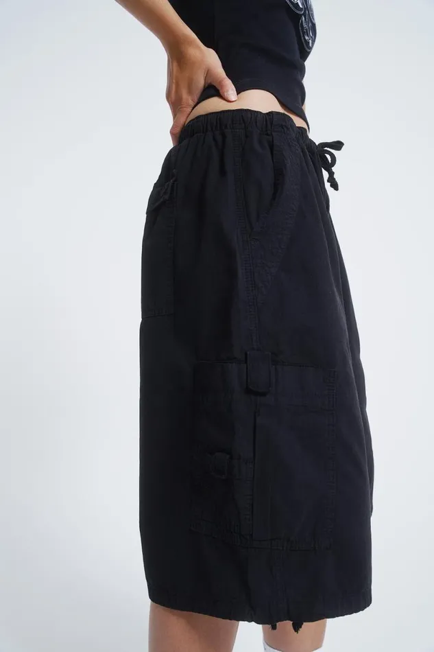 Jaded London Cargo Pants Men Black Parachute Cargo Shorts Black