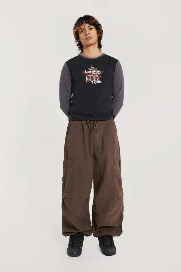 Jaded London Cargo Pants Men Brown Parachute Cargo Pants Brown