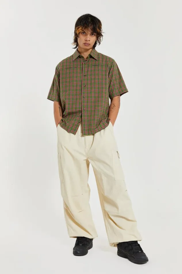 Jaded London Cargo Pants Men Ecru Parachute Cargo Pants White