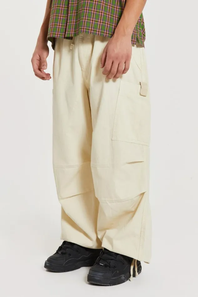 Jaded London Cargo Pants Men Ecru Parachute Cargo Pants White