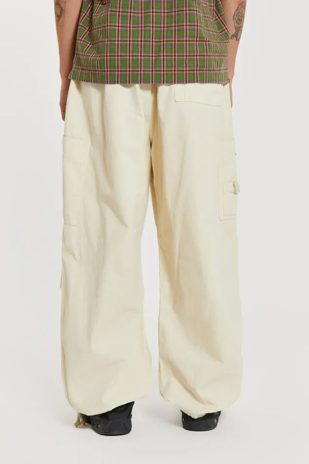 Jaded London Cargo Pants Men Ecru Parachute Cargo Pants White