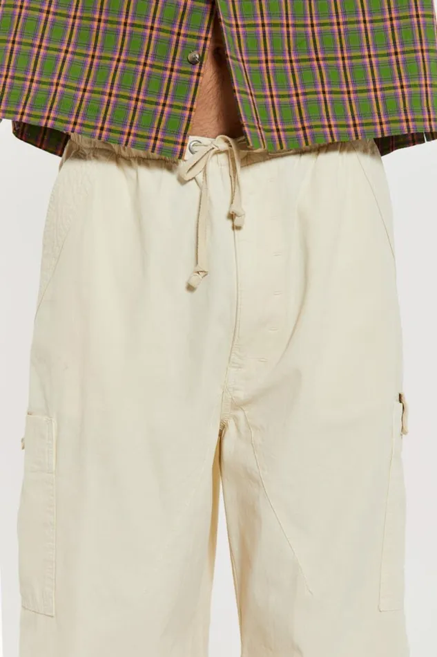 Jaded London Cargo Pants Men Ecru Parachute Cargo Pants White