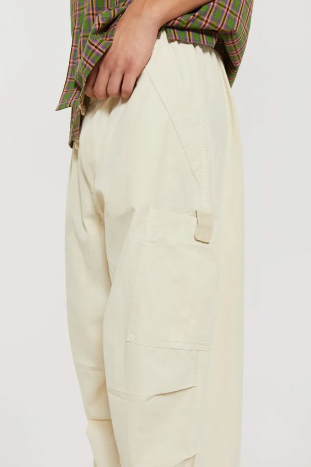 Jaded London Cargo Pants Men Ecru Parachute Cargo Pants White