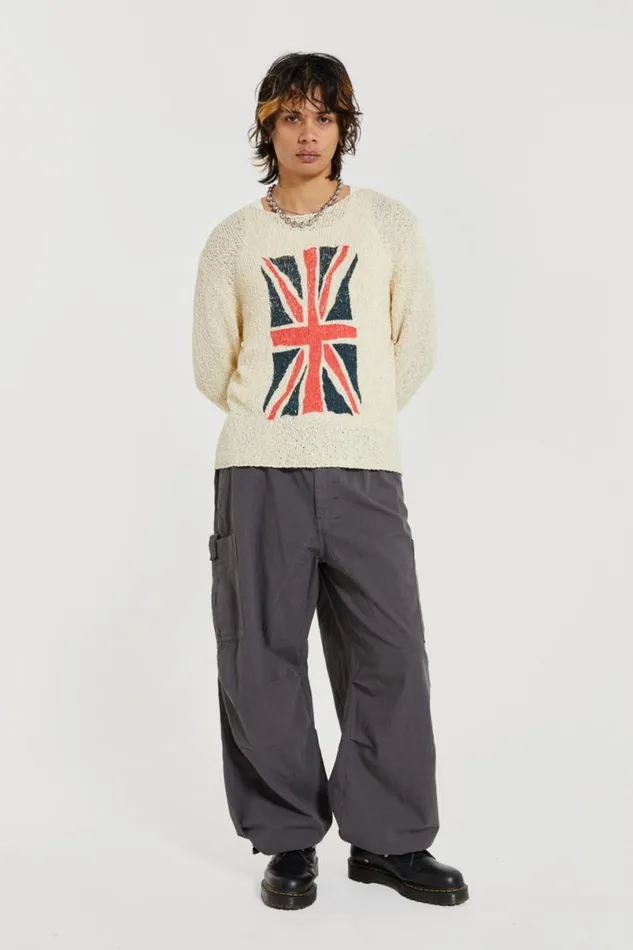 Jaded London Cargo Pants Men Vintage Grey Parachute Cargo Pants Grey