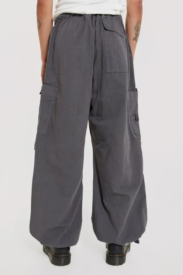 Jaded London Cargo Pants Men Vintage Grey Parachute Cargo Pants Grey