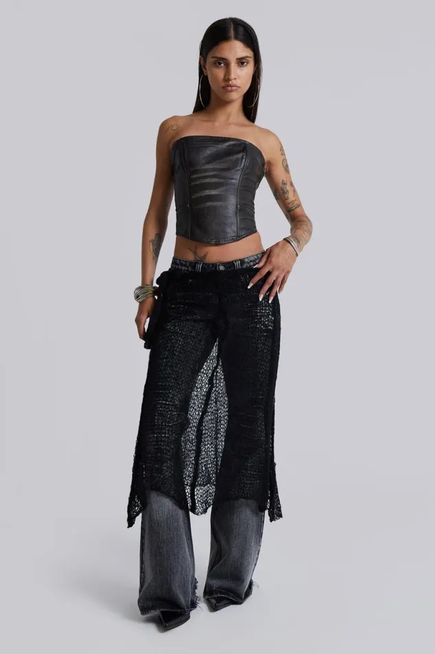 Jaded London CoOrds Women Ash Faux Leather Corset Black