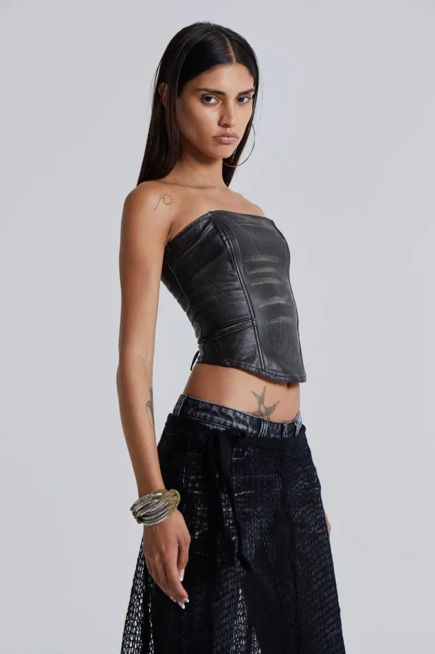 Jaded London CoOrds Women Ash Faux Leather Corset Black