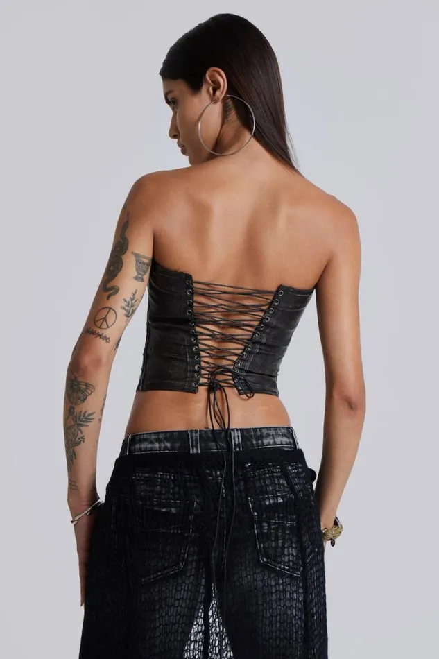 Jaded London CoOrds Women Ash Faux Leather Corset Black