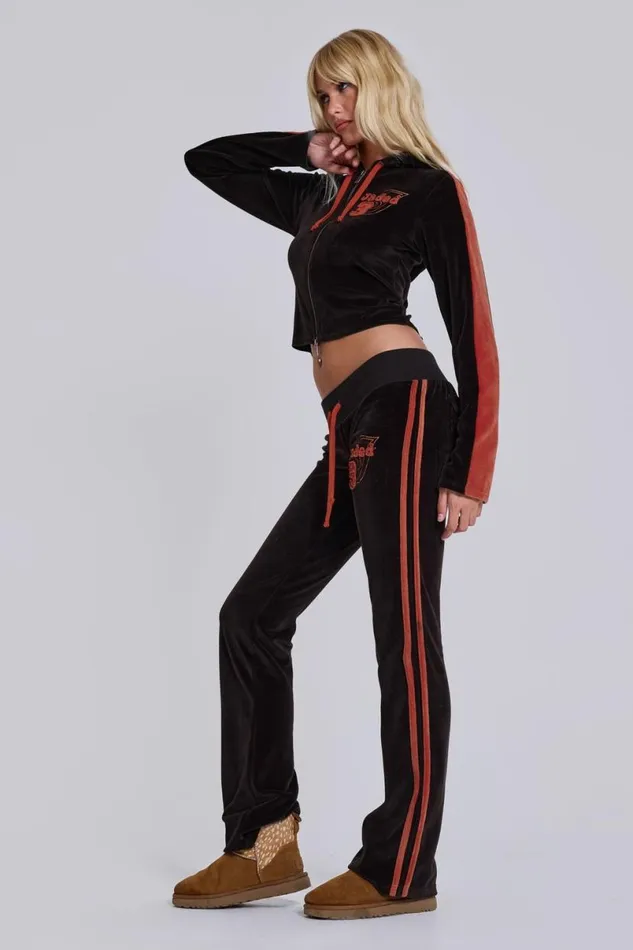 Jaded London CoOrds Women Brown Three Velour Fitted Hoodie Brown