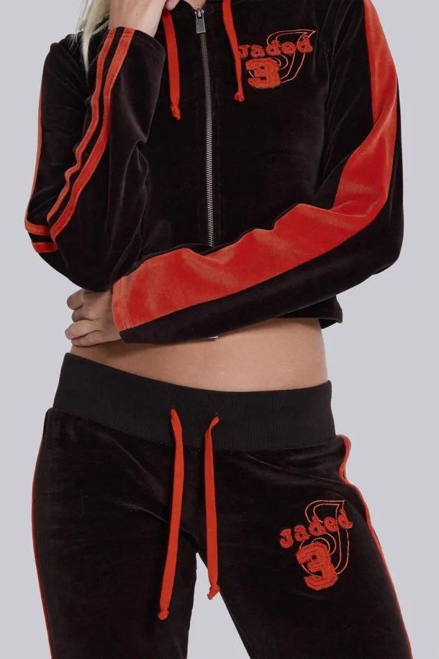 Jaded London CoOrds Women Brown Three Velour Fitted Hoodie Brown